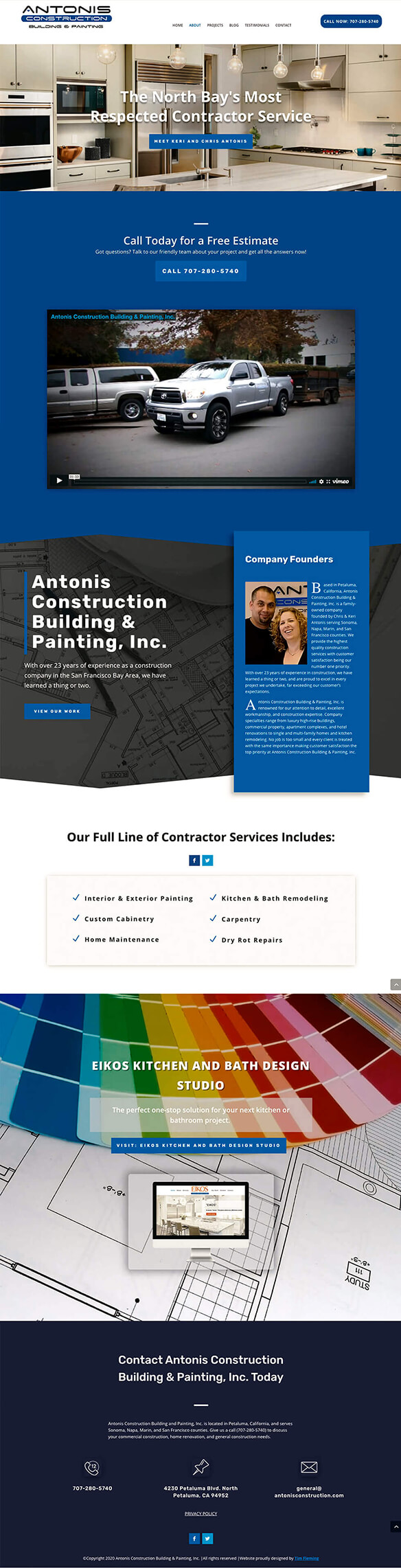 Antonis Construction home page mockup